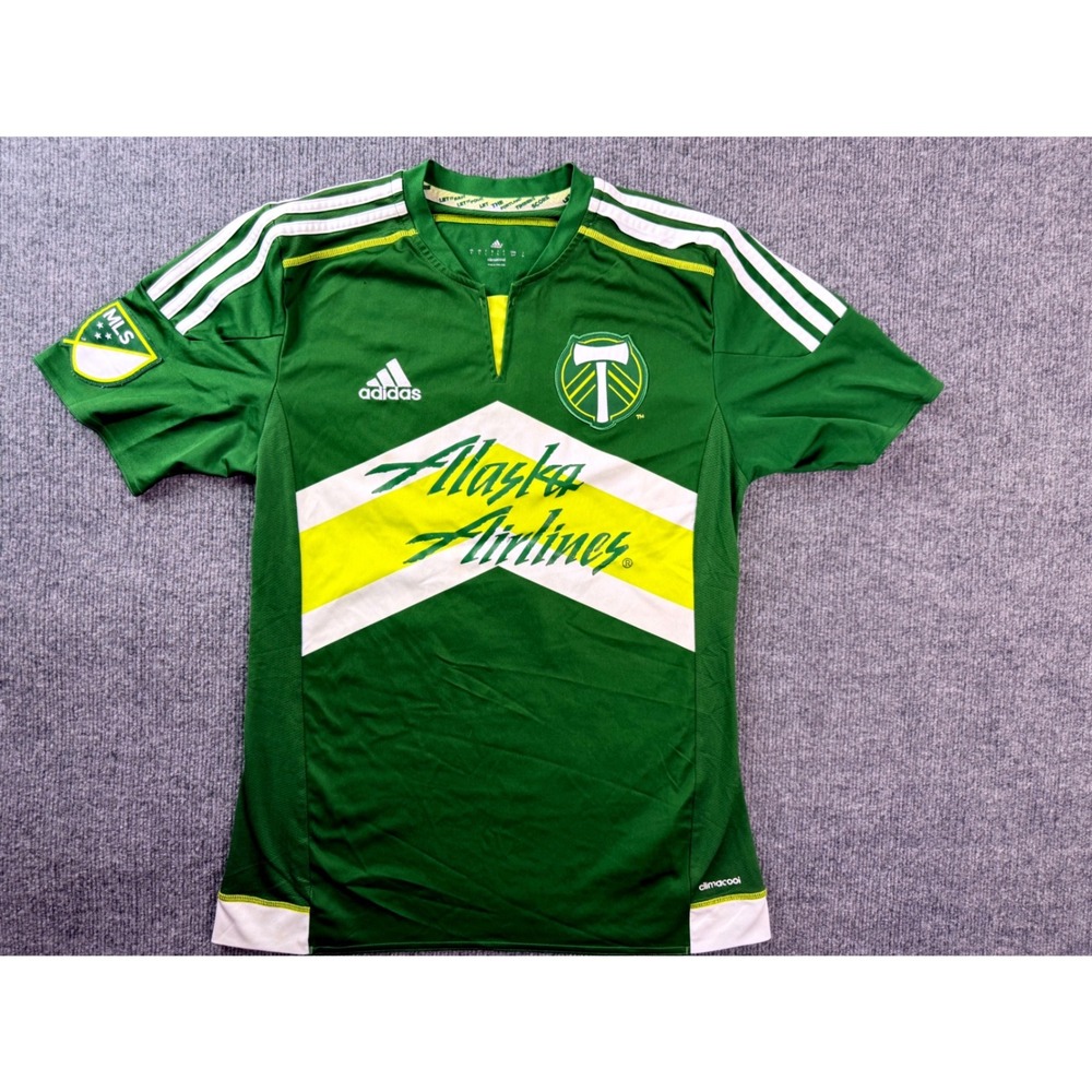 Adidas Portland Timbers MLS Jersey Small Green Alaska Airlines Collins 10 Soccer